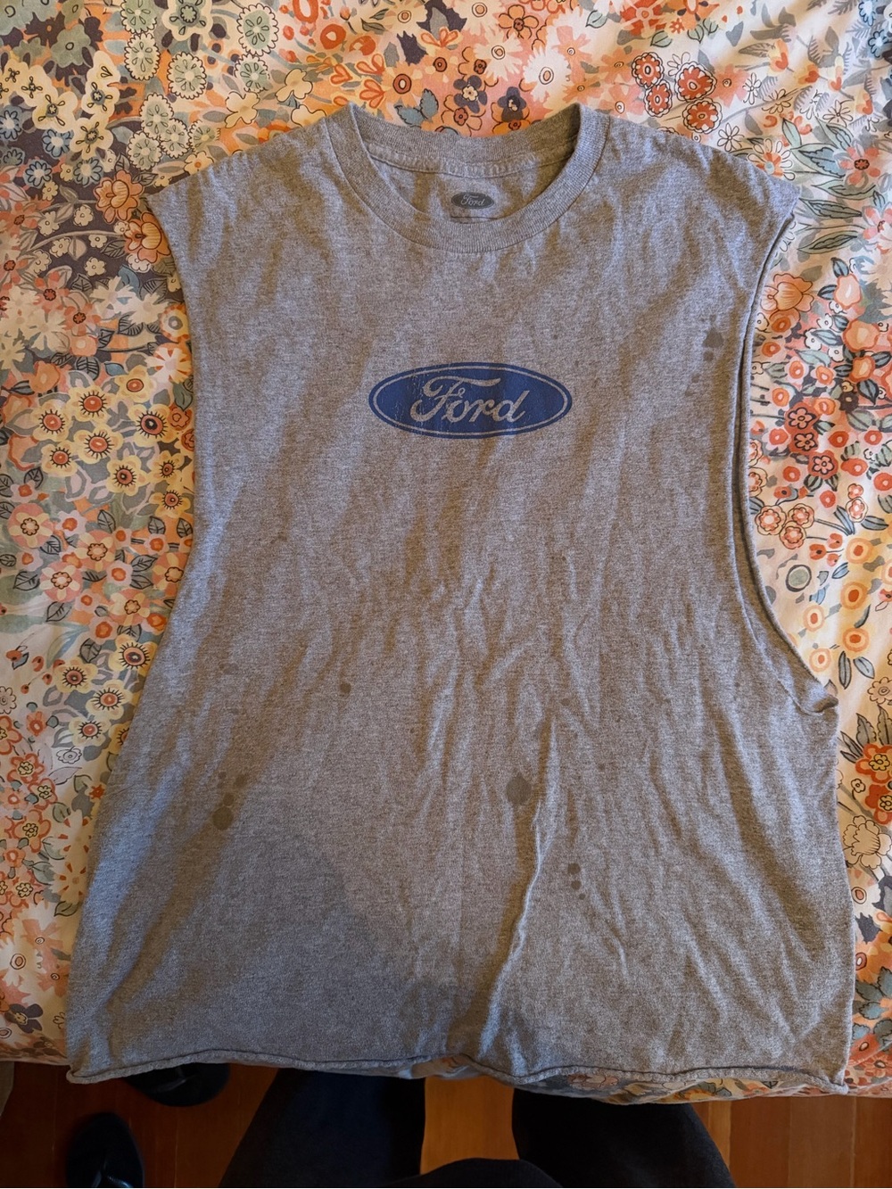 Ford Gray Sleeveless Tank Top with Blue Logo